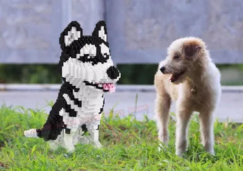 Balody Husky Mājdzīvnieki dzidri balts Bentley suns Suns Attēls Dimanta Mini Celtniecības Bloku Rotaļlietas bērniem izglītības montāža ķieģeļi #16042