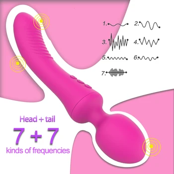 Khalesex AV Dildo Vibrators Sievietes Maksts Klitora G Spot Stimulators Dual Motors vibrē Ķermeņa Masieris Pieaugušo Seksa Rotaļlieta