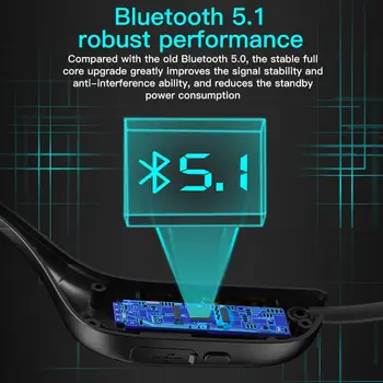 Bezvadu Kaula Vadāmība Austiņas Ūdensizturīgs Bluetooth5.1 Austiņu Iebūvēts Dual Trokšņa Slāpēšanas Mikrofons Riteņbraukšanas Darbojas trenažieru Zāle