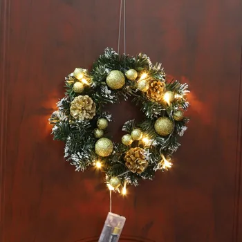 Ziemassvētku Xmas Mājas Dekoratīvais Vainags LED Durvju Piekārtiem Sienas Vainags Durvju Vainags ar Stīgu Gaismas Ziemassvētku Mājas Apdare