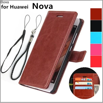 Par Huawei Nova/Nova Plus kartes turētāja vāku gadījumā Huawei Nova 2/Nova 2 Plus ādas telefonu gadījumā ultra plānais maciņš flip cover