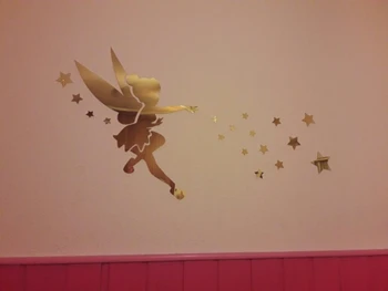 Funlife Pasaku Princese ar Zvaigznēm Vēstuli Spogulis Sienas Uzlīmes,70x46cm 27.5x18inch DIY bērni telpu dekorēšana,Noņemams