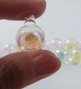 Jaunu 20mm apaļā stikla pasaulē ziepju burbulis pudeli krāsains šķidro pērlītēm, pudelīte, kas vēlas flakons kulons piekariņi-50gab/daudz