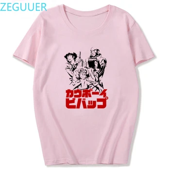 Jauns T Krekli Cowboy Bebop Smaile Streetwear rozā T Krekls sieviete Īsām Piedurknēm Tshirts meitene Harajuku t-veida Topi Dāvanu draudzeni
