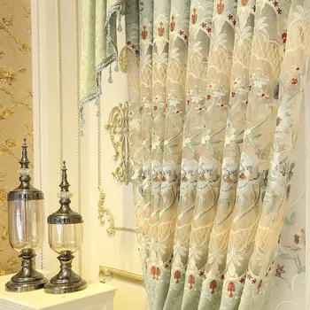 Luksusa Eiropas stila Amerikāņu Aizkaru Šenila Izšuvumi Valance Aizkari, lai Dzīvo, Ēdamistaba Guļamistaba