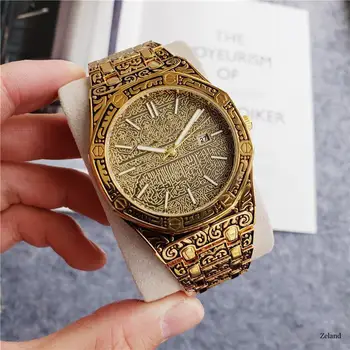 Modes kvarca pulksteņu vīriešiem Zīmola luksusa Retro zelta nerūsējošā tērauda skatīties vīrieši zelta mens watch reloj hombre