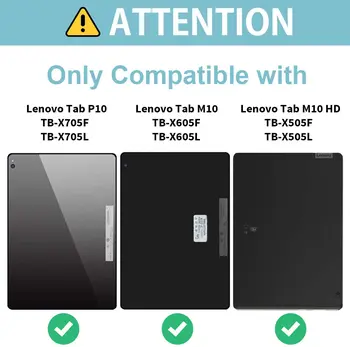Vāks Lenovo Cilnes M10 10.1 TB-X605L HD 2nd Gen Slim Saliekamais Stends Flip Case PU Ādas Vāks Lenovo Cilnes P10 TB-X705L 10.1