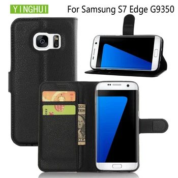 YINGHUI Telefonu Gadījumā Luksusa Ādas Grāmatu Stila Flip Cover Leather Case For Samsung Galaxy S7 Malas G9350 Būtiska Capa aizsardzības gadījumā