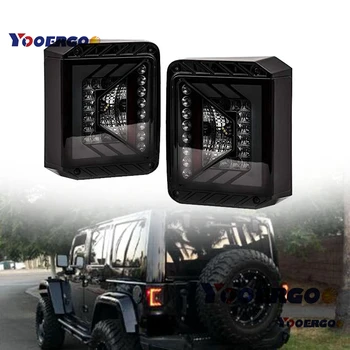 YOOERGOO Pretinieku Sērijas LED Aizmugurējie Lukturi Jeep Wrangler JK JKU 2007-2018 w/Dūmu Objektīvs Bremzes aizmugurējos lukturus
