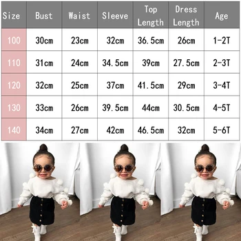 2019. gada Rudenī Jauns 1-6Year Bērniem, Baby Toddler Meitene Apģērbu Komplekts ar garām Piedurknēm Topi Trikotāžas Džemperis + Pogu, Mini Svārki Tērpiem