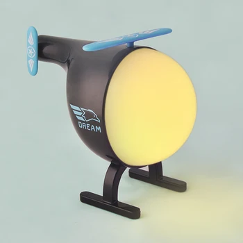 LED Nakts Gaismas Vibrācijas Sensors Helikopteru USB Lādējamu Bērnu Istabas Maināmi Krāsu Nightlight Lampa ar USB Uzlādes Bāze