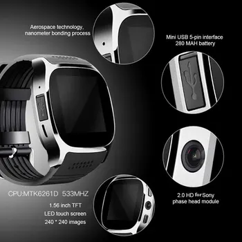 Smart Skatīties Miega Monitors Tālrunis Skatīties Bluetooth Mūzikas GSM 2G SIM Kartes Pedometrs Smartwatch Android, IOS xiaomi huawei Tālrunis