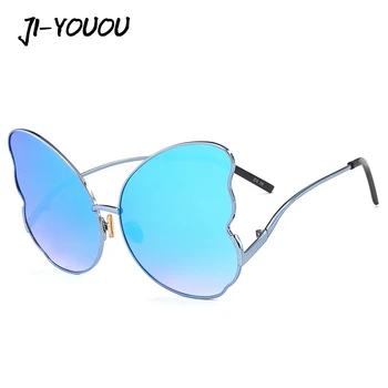 JIYOUOU saulesbrilles sieviešu zīmola dizainere 2018 Jaunu Daudzstūru saulesbrilles Tauriņš metāla rāmis UV400 Ietver segumu vairumtirdzniecība