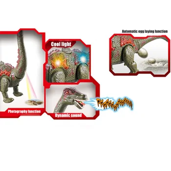 Elektriskie Rotaļu Dinozauru Kājām Gulēja Olu ar Garu kaklu un Projekcijas Simulācijas Dzīvnieku Modeli NSV775