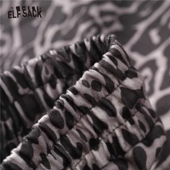 ELFSACK Leopard Taisni Gadījuma Sieviešu Harēma Bikses,2020. Gada Rudenī ELF Vintage Augsti Elastīgs Viduklis korejas Dāmas,Ikdienas Bikšu