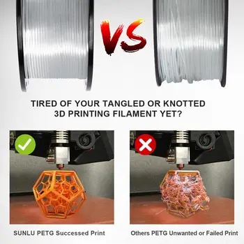 PETG Pavedienu 1kg 1,75 mm Caurspīdīgs Tolerance 0.02 mm FDM 3D Printeri Materiāls ar Augstu Stiprības netoksisks Nav Burbulis Pavedieni