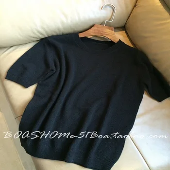 Pavasara un vasaras T-kreklu komplekti, apaļu kakla džemperis sieviešu īsām piedurknēm Slim slinks adīt zemāko krekls, īss mētelis