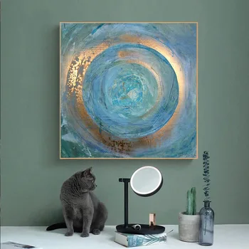 Skandināvijas Zilā Eļļas Glezna Uz Sienas Abstraktās Glezniecības Attēli uz Dzīvojamās Istabas Sienas Mākslas Izdrukas, Plakāti Cuadros Mājas Dekoru