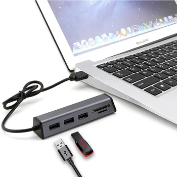 5 Porti USB Hub 2.0 ar Mikro Interfeisu Tālruņa Turētājs, USB Sadalītājs Adapteri Datoru, Zibatmiņas Diskus, atmiņas Kartes Lasītājs
