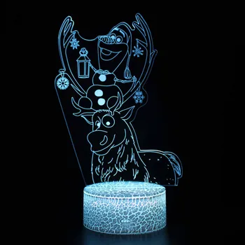 Disney Saldēti Princese 3D Lampas Sniega Karaliene Elza Anna LED ilūziju Nakts Gaisma Guļamistaba Dekori Galda Lampa Meitenēm Rotaļlietas Miega Lampas