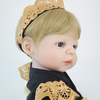 55cm Pilna Silikona Ķermeņa Baby-Atdzimis Blonda Lelle, Rotaļlietas, Jaundzimušo Princesi Toddler Bērnu Lelle Meitenes Bonecas Brinquedos Pelde Rotaļlietas