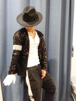 Augstas kvalitātes Michael Jackson Kostīmu Jackson imitē apģērbu Billy King MJ dejas tērps Cosplay skatuves sniegumu