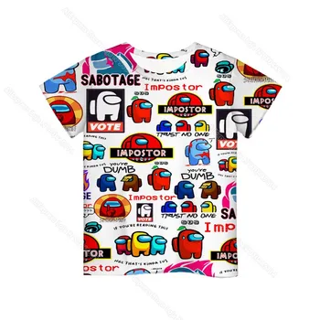 Bērnu Spēles Starp Mums T-krekls 3D Drukas T Meitenēm Zēniem Tīņi Camiseta Bērniem Multenes, Anime T Krekls Gadījuma Īsām Piedurknēm Tee