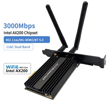 3000Mbps Dual Band Wireless Desktop PCIe Intel AX200 Pro Karte, 802.11 ax 2.4 G/5 ghz Bluetooth 5.0 PCI Express WiFi Adapteris 6