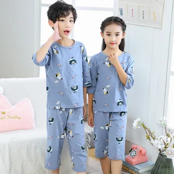 Zēni Meitenes Sleepwear Vasaras Kokvilnas Pidžamas Komplekti Bērniem Naktsveļu par Zēnu Pidžamas Kids Sleepwear 3-16Y Tīņi Pijamas Apģērbi