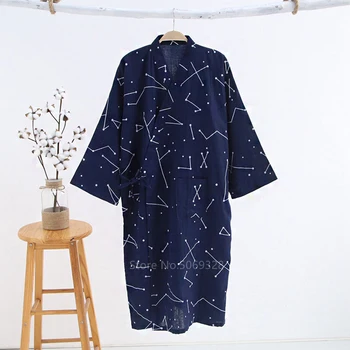 Vīrietis, Sieviete Japāņu Stila Pidžamu Peldmētelis Kimono Hanfu Kostīmu Yukata Gadījuma Harajuku V-Veida Kakla Kokvilnas Ziedu Sleepwear Jaciņa