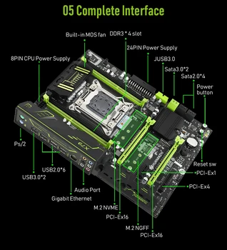 HUANANZHI X79 2.49V3.1 X79 Pamatplates ar Intel XEON E5 1650 CPU ar 2*8GB =16GB DDR3 RECC atmiņas combo kit NVME SATA USB3.0