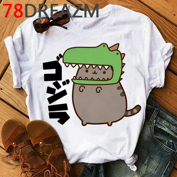 Kawaii Pusheen Cat T Krekls Sieviešu Vasaras Top Plus Izmēra T-krekls Funny Kaķis Karikatūra Grafikas T Grunge Ulzzang Sieviešu Apģērbs