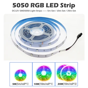 RGB LED Strip Gaismas 5m 10m 20m 5050 RGB Maināms DC12V Elastīgu LED Lentes wi-fi / Bluetooth / Mūzikas Vadības LED Lentes RGB.