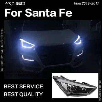 AKD Auto Stils Galvas Lampas par Hyundai IX45 Lukturi 2013-2016 Jaunu Santa Fe LED priekšējo Lukturu dienas gaitas lukturi Hid Bi Xenon Auto Aksesuāri