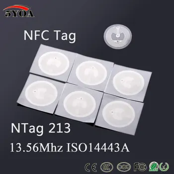 100pcs/Partija, NFC TAGU, Uzlīmes 13.56 MHz ISO14443A NTAG 213 NFC Uzlīmes Universālas Lable RFID Tagu visiem NFC iespējotu telefonu Žetons
