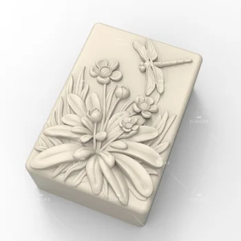 3D Silikona veidnes Ziedu tauriņš taisnstūra ziepju veidnes DIY amatniecības Pelējuma, ar rokām Darinātas ziepes pelējuma