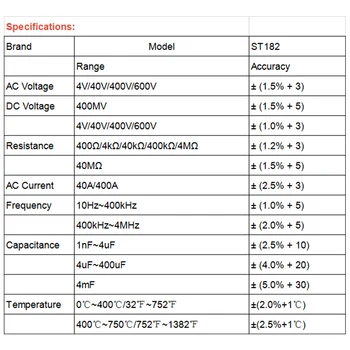 Mazo Digitālo Skava ANENG ST182 Sērijas Automātiskās Klāstu Kapacitāte Testeri VFC Kapacitāte bezkontakta Multimetrs