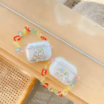 Cute Karikatūra Aproces Siksniņa Ķēdes Siksnas Šķidro plūstošās smiltis Gadījumā par Apple Airpods 1 2 Pro Bezvadu Austiņas Segtu Chaging Kaste
