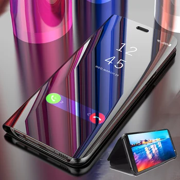 Ādas Smart Apskatīt Tālruņa Case For Samsung Galaxy A10S A10E A20E A20S A30S A40S A50S A60 A70S A80 A90 Statīvs Spogulis Pārsegu