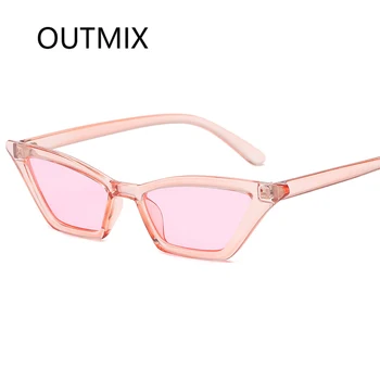 OUTMIX Sieviešu Mazu Rāmi Saulesbrilles Tendence Sexy Ir 2021. Jaunu Vintage Trīsstūris Kaķa Acs, Saules Brilles Dāmas UV400 Ēnā Oculos
