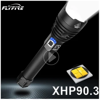 XHP90.3 High Power LED lukturi USB Lādējamu 18650 26650 Taktiskais Lukturītis Lāpu Gaismas XHP90 XHP70 XHP50 Spožas Laternas