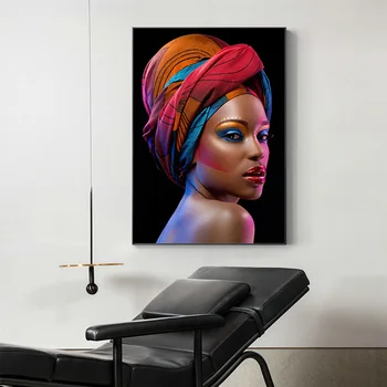 Sexy Pliks Āfrikas Sieviete Kanvas Glezna Skaistumu Sienas Attēlu Drukas Plakāts Skandināvijas Sienas Mākslas Aina Dzīvojamā Istaba Cuadros