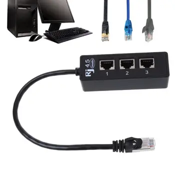 1 to3 Ligzda LAN Ethernet RJ45 Plug Sadalītāja Extender Adapteris Savienotājs