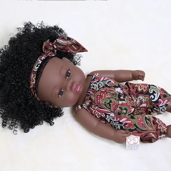 35cm Reāli Vinila Baby Lelle Atdzimis Āfrikas Pilna Silikona Vannas Spēlēt Black Lelle Cirtaini Mati Ūdensizturīgs Rotaļlietas Bērniem Dzimšanas dienas Dāvana