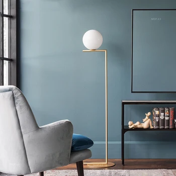 Ziemeļu zelts chrome vienkāršu bumbu, stikla grīdas lampa radošo Stāv Lampas dzīvojamā istabā, guļamistabā studiju modes apdare grīdas lampa