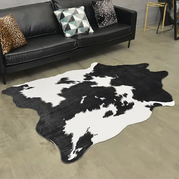 Melna balta govs paklāju lielu paklāji, lai dzīvojamā istabā tapetes para sala de estar mākslīgās kažokādas paklājs modes alfombra