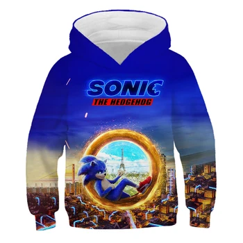 Sonic 3D Drukas Zēni Hoodies Tīņi Pavasara Rudens Virsdrēbes Bērniem Kapuci sporta Krekls Drēbes Bērniem ar garām Piedurknēm Topi Džemperi
