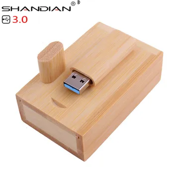 SHANDIAN USB 3.0 1GB bezmaksas logo Koka usb flash drive, memory Stick bambusa koka pen drive 4gb 16gb 32GB 64GB U diska kāzu dāvanu
