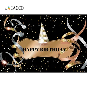 Laeacco Zelta Lentes Happy Birthday Party Punkti Svinības, Bērnu Plakātu, Foto Fona Fotogrāfijas Fons Foto Studija