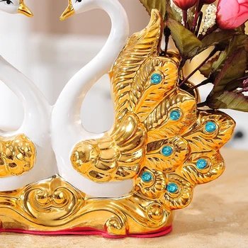 Gold-plated Gulbis Kāzu Dāvanu Keramikas Vāze Rotājumi, Mājas, Mēbeļu Apdare, Amatniecība dzīvo jamo istabu Radošo TV Galds Figūriņas